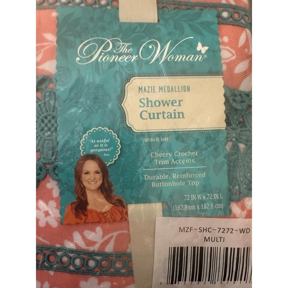 The Pioneer Woman MAZIE MEDALLION Fabric Shower Curtain 72